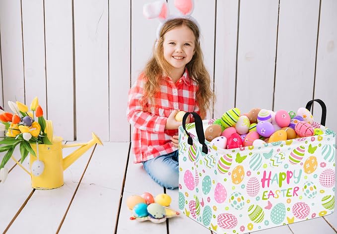 Easter Gift Basket Eggs Storage Basket Kids Toys Storage Basket Organizer Box - Image 2