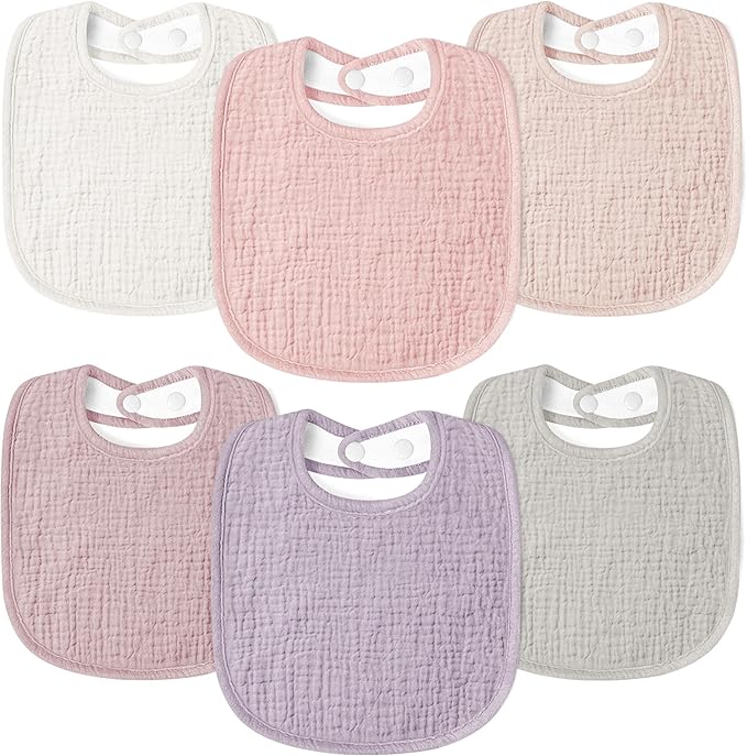 Susurration Muslin Baby Drool Bibs 6Pack Soft Square Adjustable Baby Bandana by Susurration