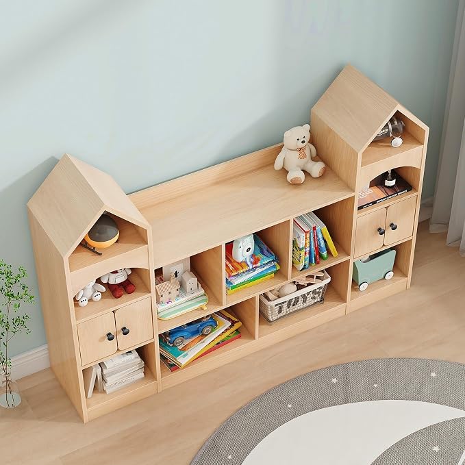 Vabches Kids Bookcase and Toy Storage Organizer, Children Bookshelf, Castle - Image 6