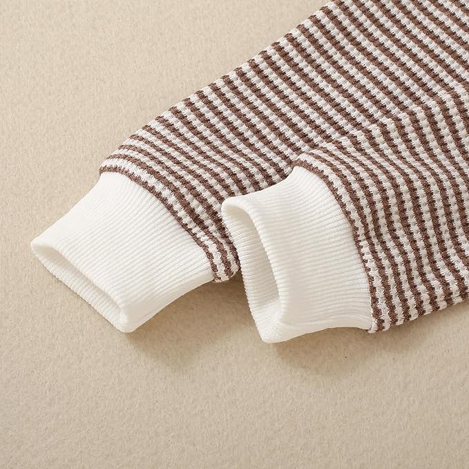 Toddler Baby Boy Fall Clothes Waffle Outfit Long Sleeve Color Blocking - Image 4