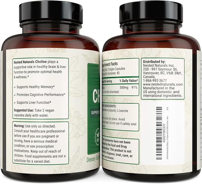 Nested Naturals Choline Bitartrate 500mg - Image 7