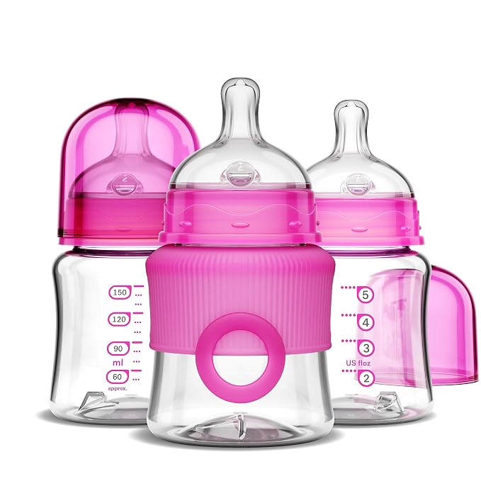 Smilo Baby Bottle Set with Stage 0 Slow Flow Anti Colic Nipple, 5 Oz / 150 ml by Smilo