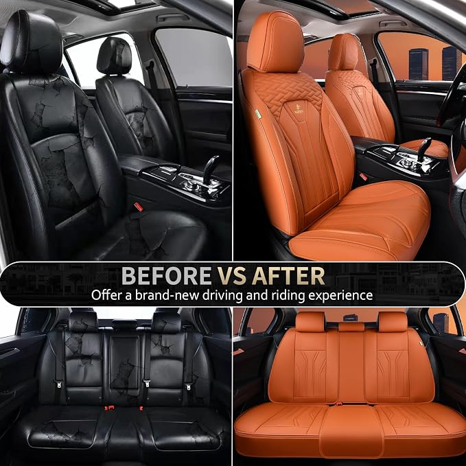FLORICH Car Seat Covers Full Set, Leather Seat Covers - Image 9