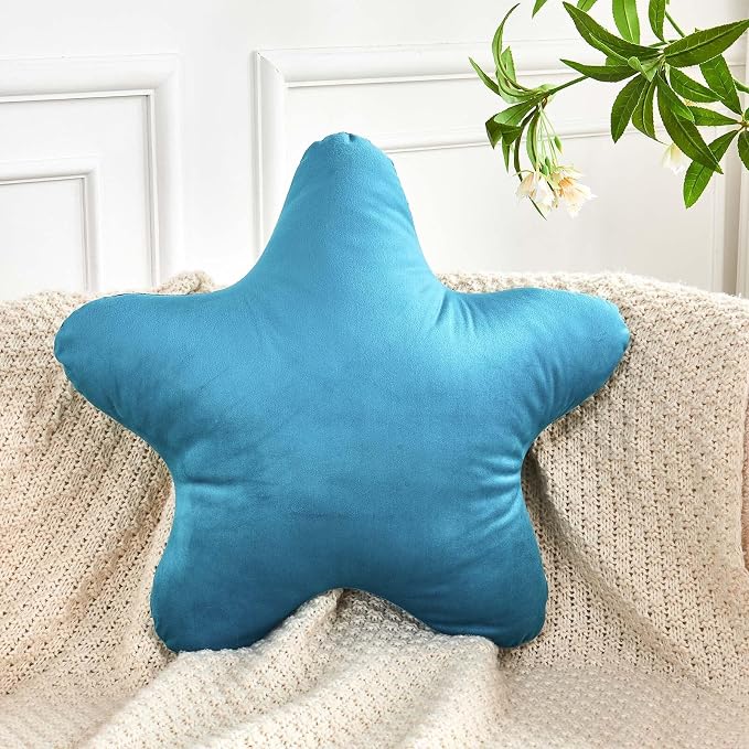 Teal Star Throw Pillow, Cute Star Pillow Room Decor, Soft 19.6" Star Shaped by XVTRU