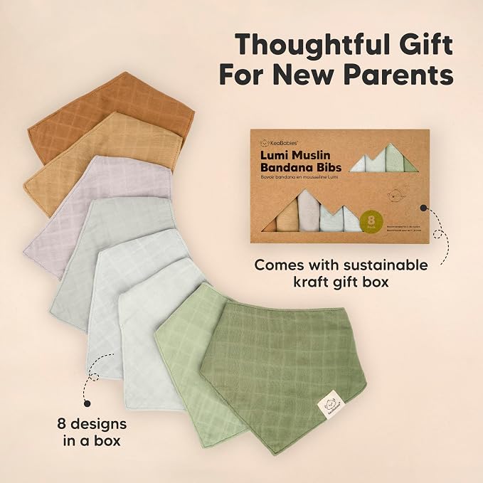 8-Pack Muslin Baby Bibs for Boys, Girls - Image 7