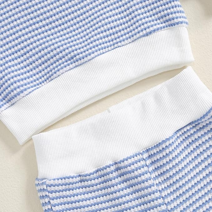 Toddler Baby Boy Fall Clothes Waffle Outfit Long Sleeve Color Blocking - Image 3