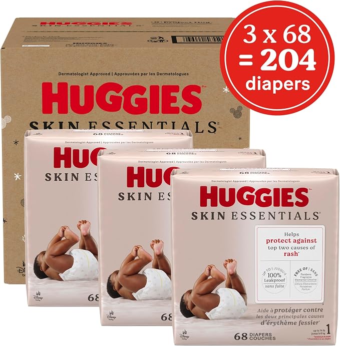 Huggies Size 1 Diapers, Skin Essentials Baby Diapers, Size 1, Packaging May Vary - Image 2