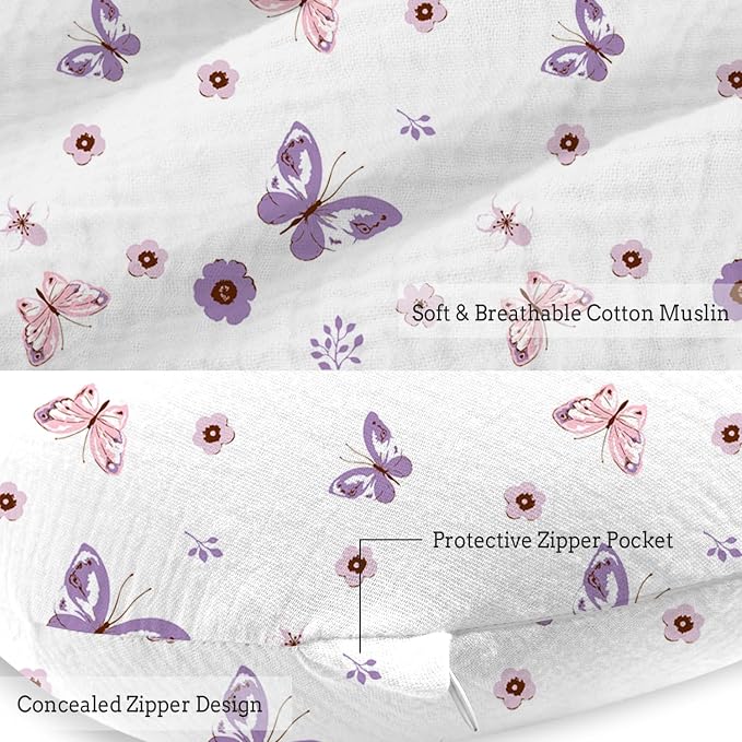 Little Grape Land Nursing Pillow, Soft 100% Cotton Breastfeeding Pillow - Image 4