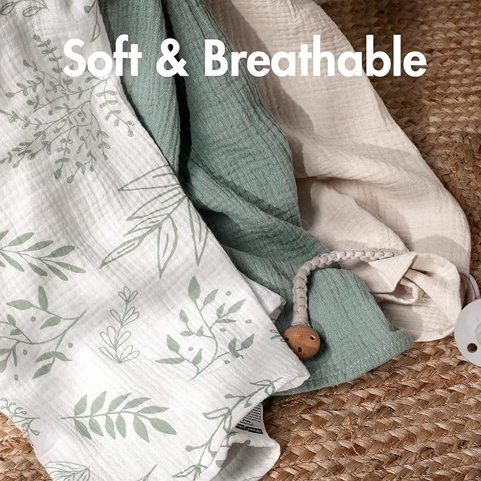 Muslin Swaddle Blankets for Newborn, 3 Pack Breathable Soft Receiving Blanket - Image 4