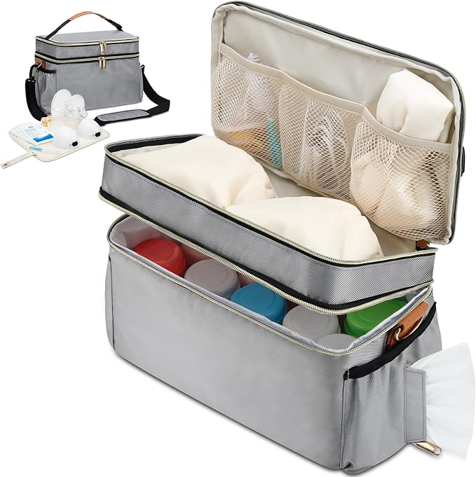 Breastmilk Cooler Bag with 6 Ice Pack, Wearable Breast Pump Bag Compatible with by GDNasist