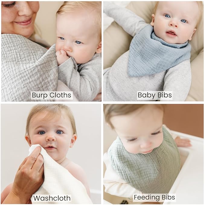 Konssy Muslin Baby Bibs 10 Pack Baby Bandana Drool Bibs 100% Cotton - Image 5