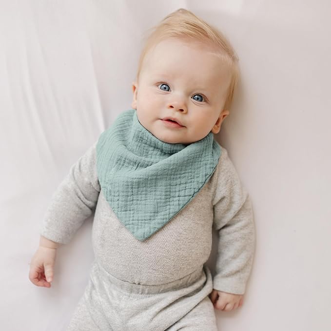 Konssy 8-Pack Muslin Baby Bibs, Absorbent Bandana Drool, 100% Cotton Unisex - Image 5