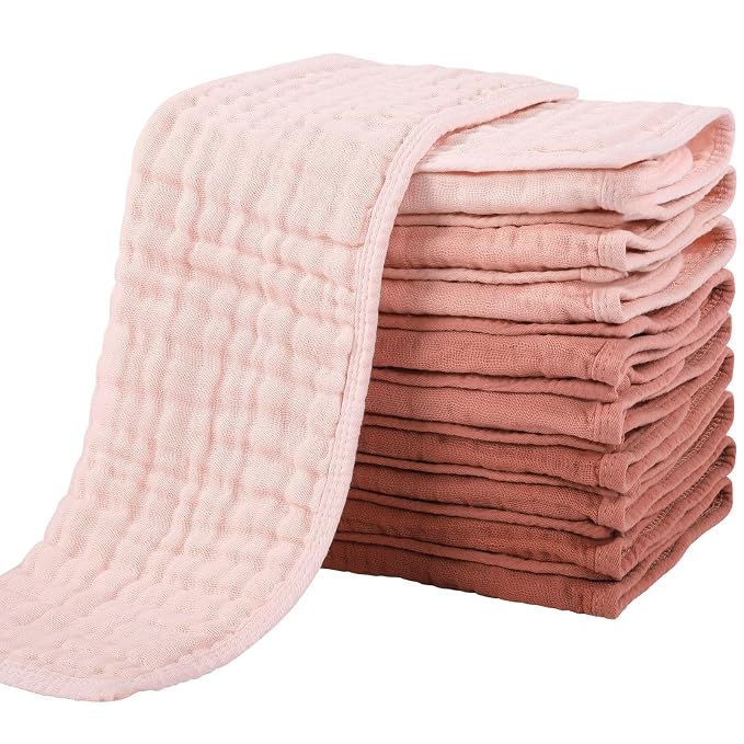 Yoofoss Muslin Burp Cloths for Baby 10 Pack 100% Cotton Baby Washcloths for by YOOFOSS