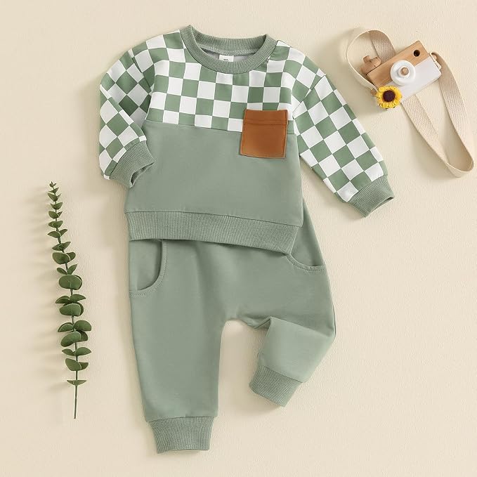 Toddler Baby Boy Fall Outfits Long Sleeve Crew Neck Pullover Sweatshirt + - Image 2