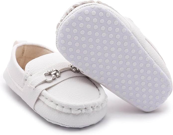 LONSOEN Baby Girls Boys Loafers Prewalker Dress Crib Shoes - Image 6