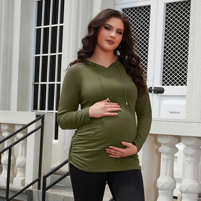 GINKANA Maternity Hoodie Long Sleeves Shirts Casual Maternity Top Pregnancy - Image 5