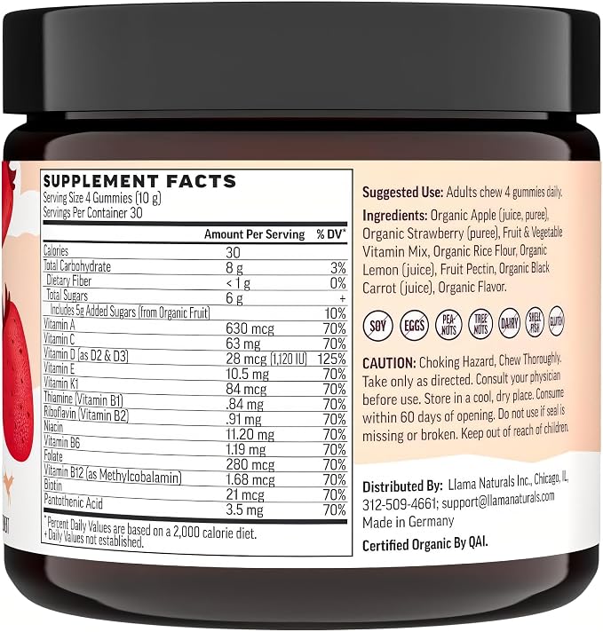 Llama Naturals Multivitamin for Women, Organic Gummies - Image 3
