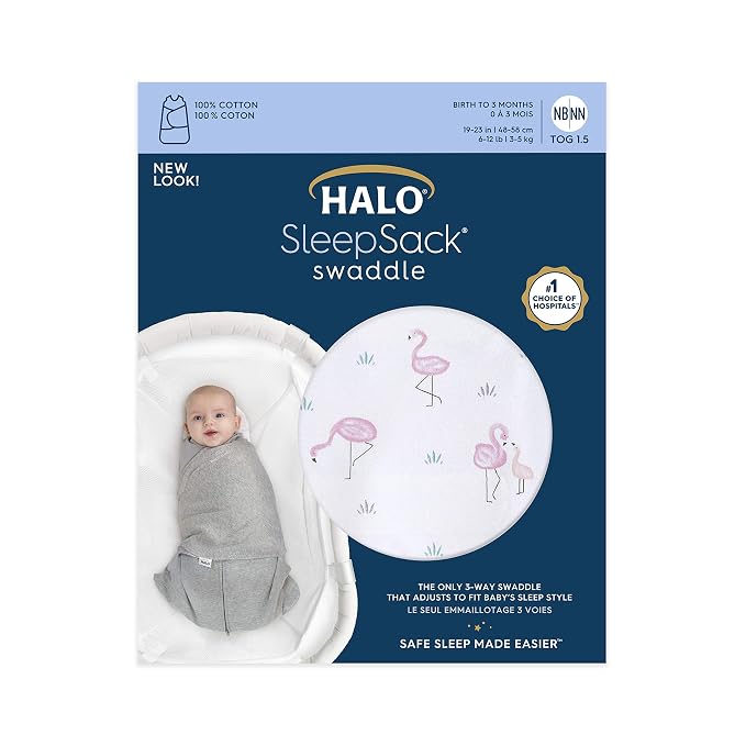 HALO 100% Cotton Sleepsack Swaddle, 3-Way Adjustable Wearable Blanket, TOG 1.5 - Image 4