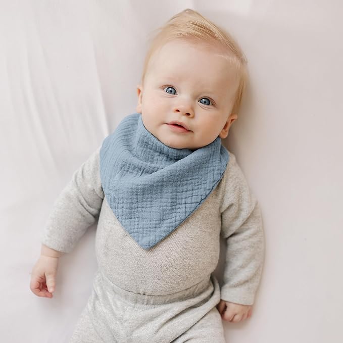 Konssy 8-Pack Muslin Baby Bibs, Absorbent Bandana Drool, 100% Cotton Unisex - Image 5