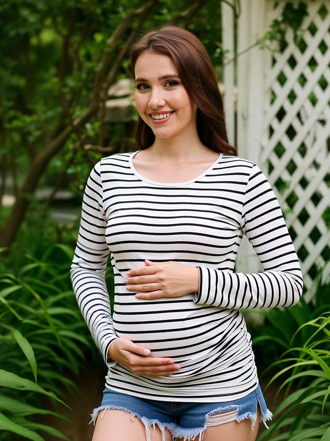Maternity Shirts Long Sleeve Pregnancy Top - Image 5