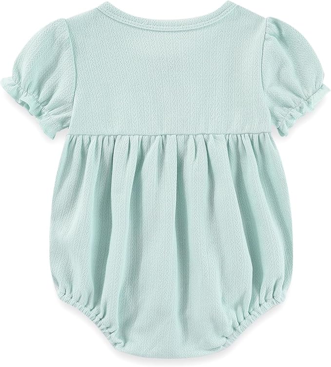 Newborn Baby Girl Clothes Cotton Bubble Romper Floral Short Sleeve Bodysuit 3 - Image 3