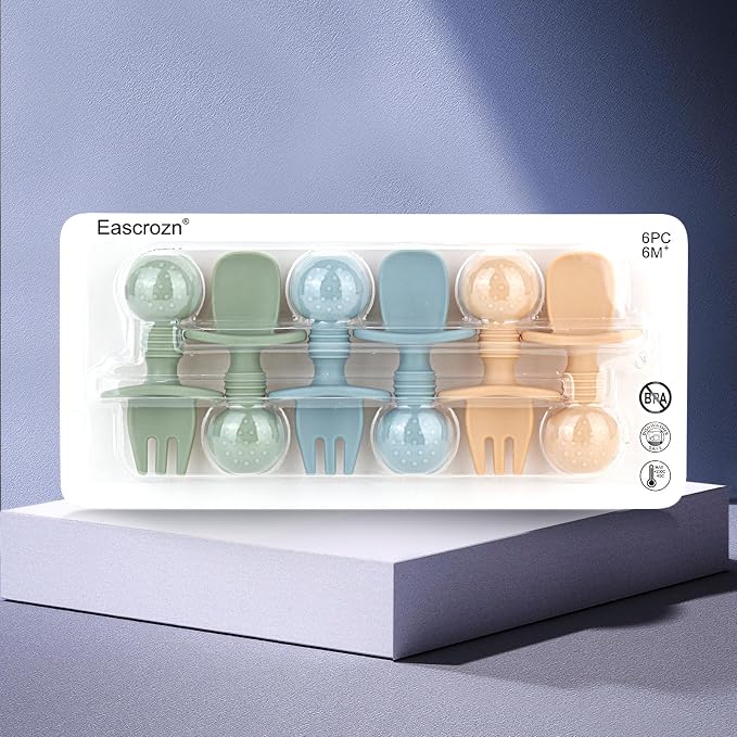 Baby Spoons and Forks Feeding Set, 6 Pack Silicone First Stage Self Feeding - Image 7
