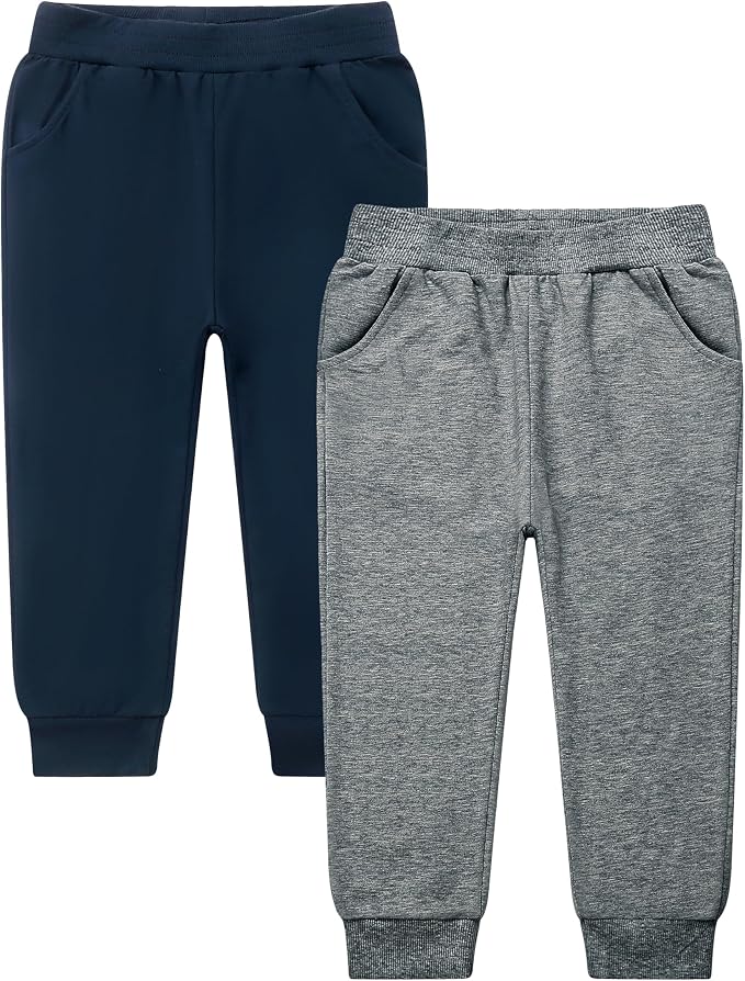 GFQLONG 2/3 Pack Toddler Pants Sweatpants Boys Cotton Joggers, Athletic Pull on by GFQLONG