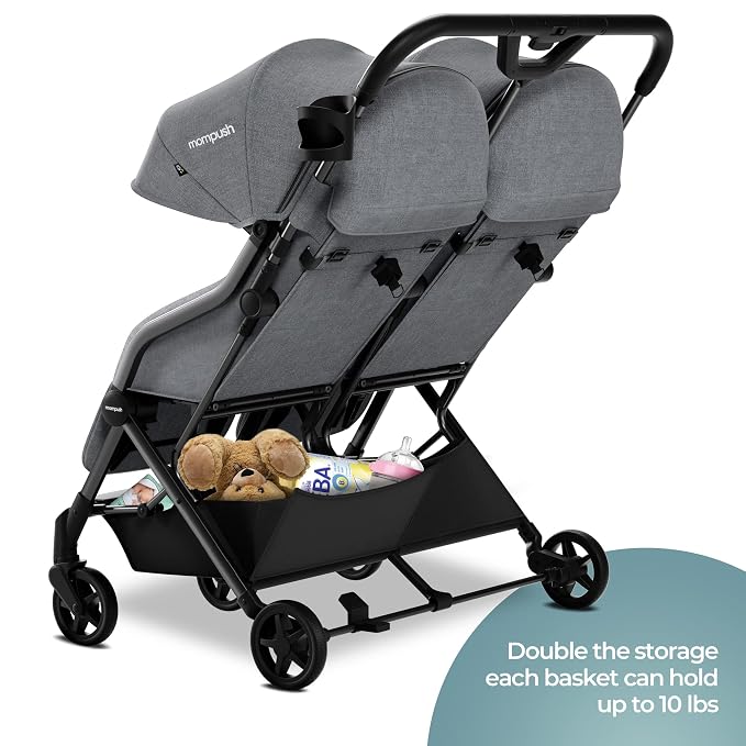 Mompush Lithe Double Stroller, Lightweight Side by Side Stroller - Image 8