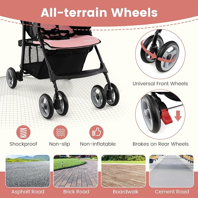 Baby Joy Lightweight Stroller, Compact Toddler Travel Stroller - Image 3