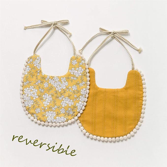GZMM Baby Bib for Girls, Reversible Waterproof Handmade Natural Cotton Baby - Image 6