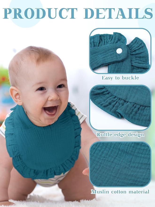 Geyoga 12 Pack Muslin Baby Bibs Adjustable Bandana Drool Bib - Image 5