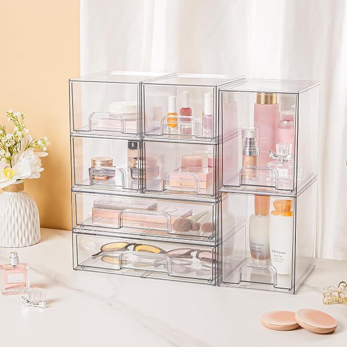 Vtopmart Clear Stackable Storage Drawers Set of 5, Plastic Organizer Bins - Image 6