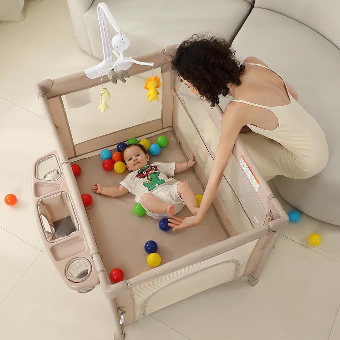 5 in 1 Pack and Play, Baby Bassinet Bedside Sleeper, Baby Playard, Bedside Crib - Image 6
