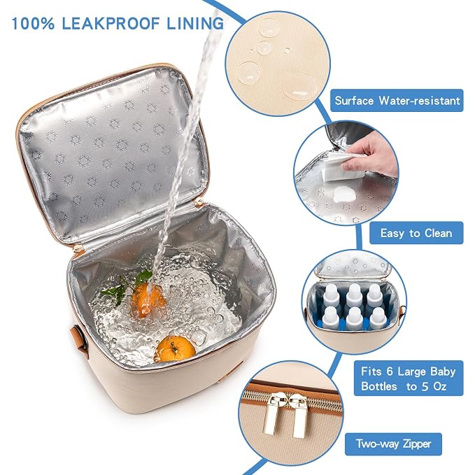 Breastmilk Cooler Bag with Ice Pack Fits 6 Baby Bottles Up to 5 Ounce, Baby - Image 3