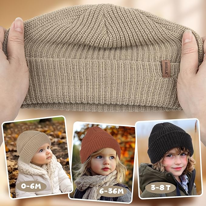 Bebila Baby Beanie Toddler Infant Winter Hats Knit Warm Caps - Image 3