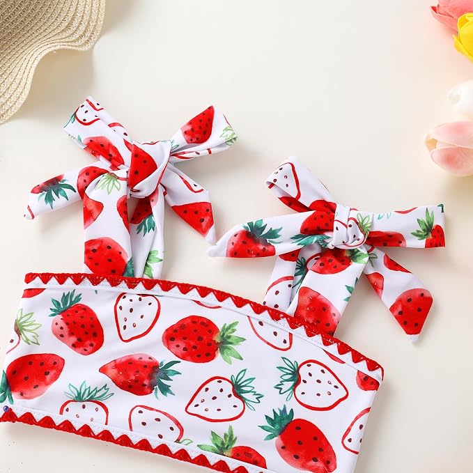 YOUNGER TREE Toddler Girls Two Pieces Swimsuit Color Block Stripe Swimwear - Image 4