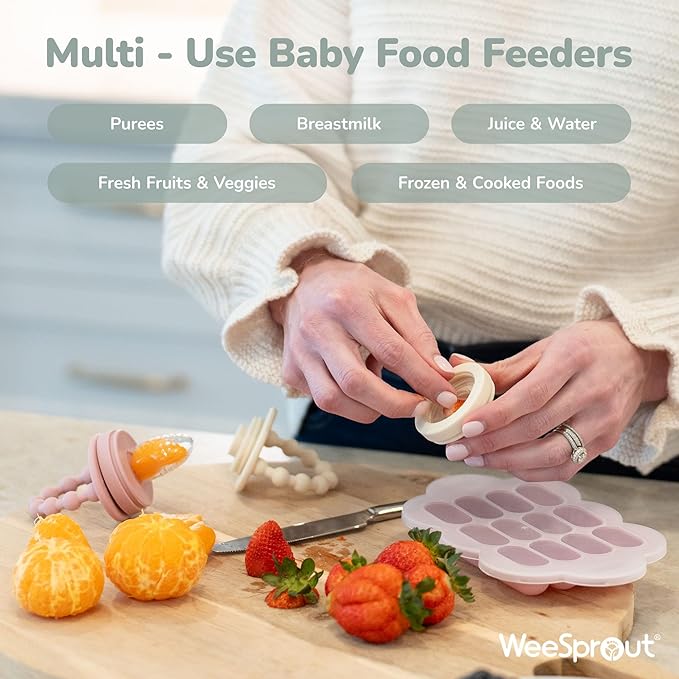 WeeSprout Silicone Baby Food Feeders + Freezer Tray - Image 6