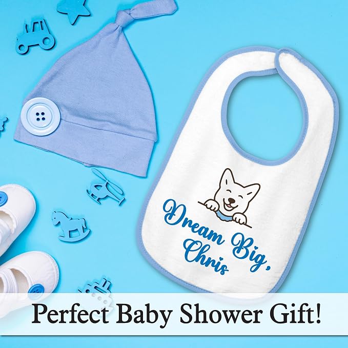 Personalized Baby Bib – Soft Cotton Terry, Cute Jindo Dog Design - Image 4