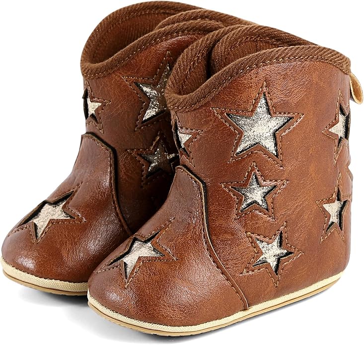 MK MATT KEELY Leather Western Boots Cowboy Bootie Soft Sole Non-Slip Crib Shoes - Image 2