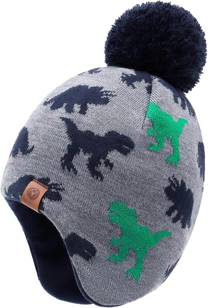Duoyeree Kids Beanie Hat for Boys Girls Pom-pom Kint Hats Cozy Lining Winter by Duoyeree