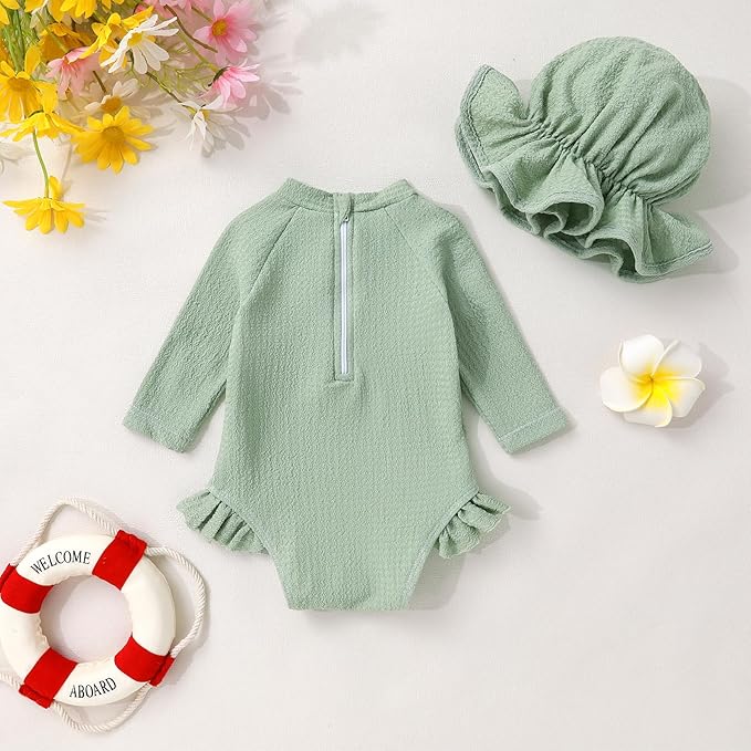 YOUNGER TREE Infant Baby Girls Swimsuit Long Sleeve Swimsuits One Piece - Image 3