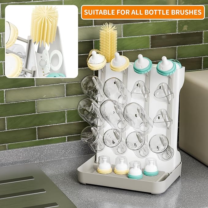 SuoXing Vertical Baby Bottle Drying Rack, Space Saving Countertop Baby Drying - Image 4