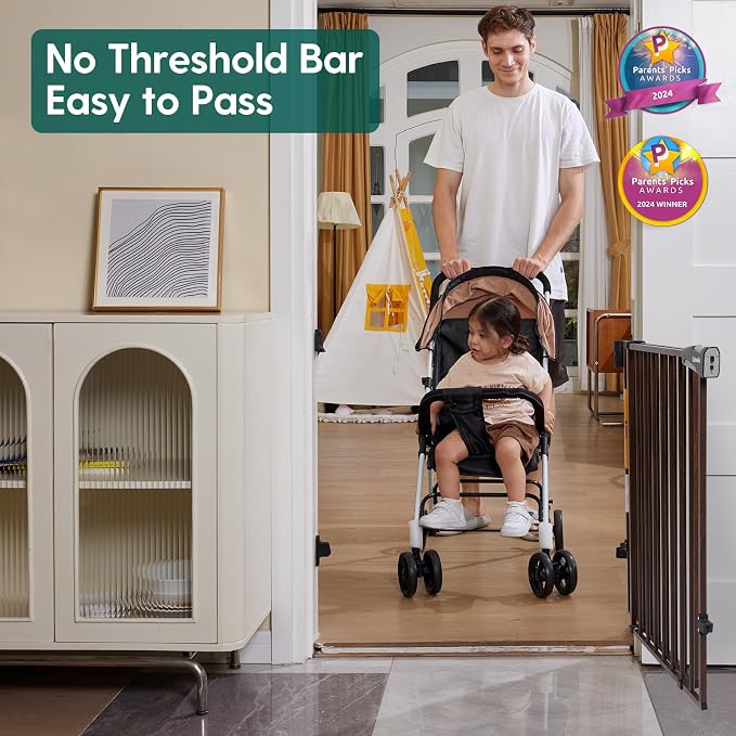 Babelio Baby Gate for Stairs & Doorways, 26-43" W 28" H No Bottom Bar| Easy - Image 2