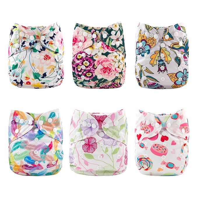 Babygoal Cloth Diaper Cover for Girls, Baby Adjustable Reusable Covers for - Image 2