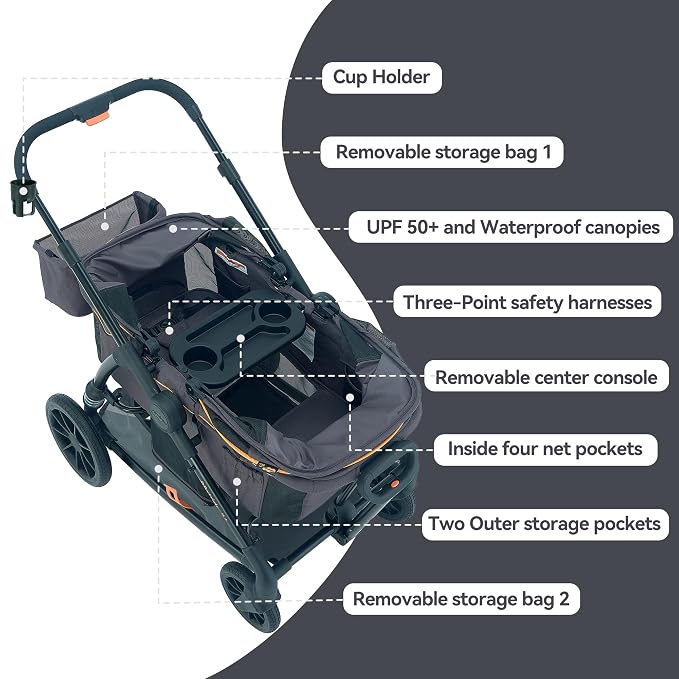 Pamo Babe Double Stroller Tandem Stroller - Image 6