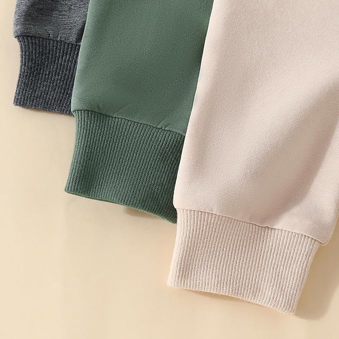 Sejardin Toddler Baby Boy Girl Pants 3 Pack Solid Color Elastic Waist Jogger - Image 6