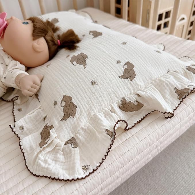 BuLuTu Cartoon Bear Muslin Pillowcase - Image 4