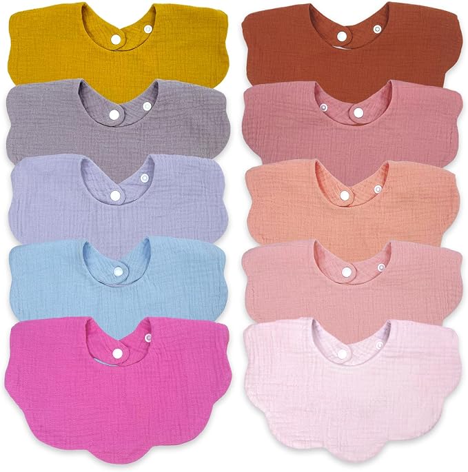 EllieHouse Baby Bibs for Girls Boys 10Pack Muslin Drool Teeth Drooling Teething by EllieHouseVIPBrandExclusive