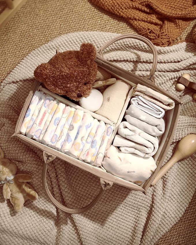 Blissful Diary Baby Diaper Caddy Organizer, Stylish Storage Basket - Image 8