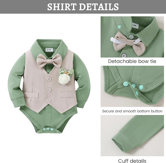 SANMIO Baby Boy Clothes Suits Infant Gentleman Outfit Collared Dress - Image 2